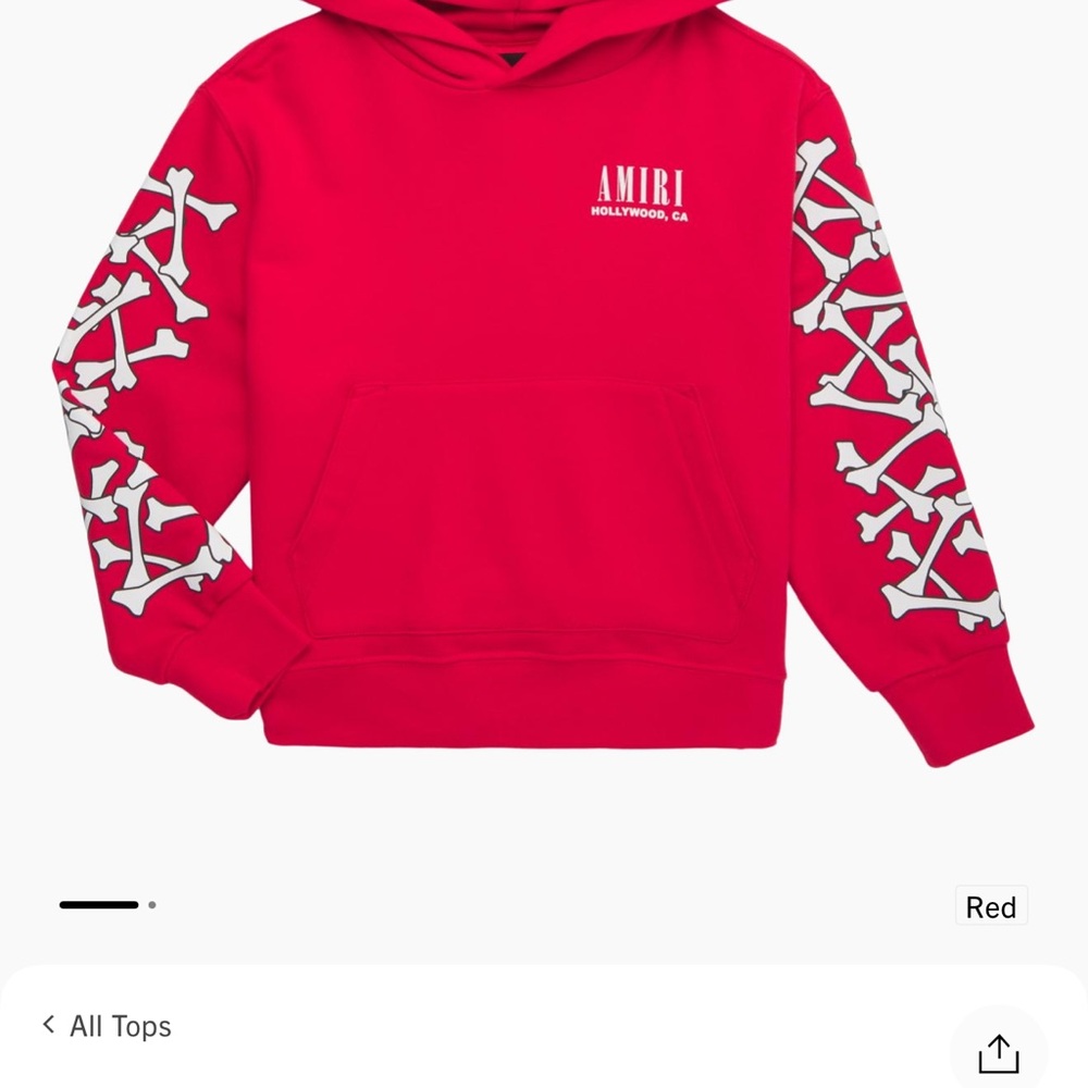 AMIRI Kids Red Sweatshirt with Bone Sleeve Design